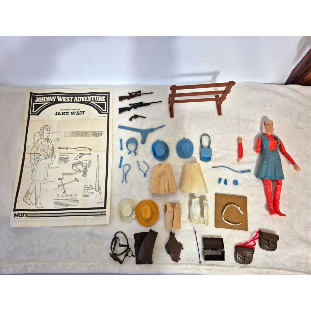 Marx Johnny West Adventure Jane West Figure Accessories Lot w/ Manual